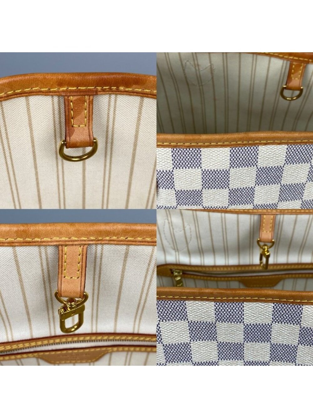 Louis Vuitton Damier Shoulder Tote with Azur Neverfull MM Pouch Rose Beige - Picture 7 of 10